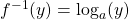 f^{-1}(y) = \log_{a}(y)