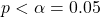 p < \alpha=0.05